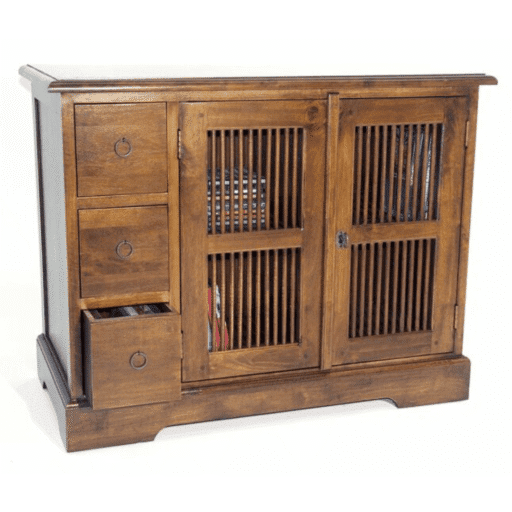 ตู้ทีวีไม้แท้ MD8020 (90 ซม.) สไตล์โคโลเนียล 3 ลิ้นชัก