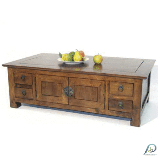 โต๊ะกลางไม้แท้ MD8069 4 บานเปิด 8 ลิ้นชัก สไตล์จีนร่วมสมัย