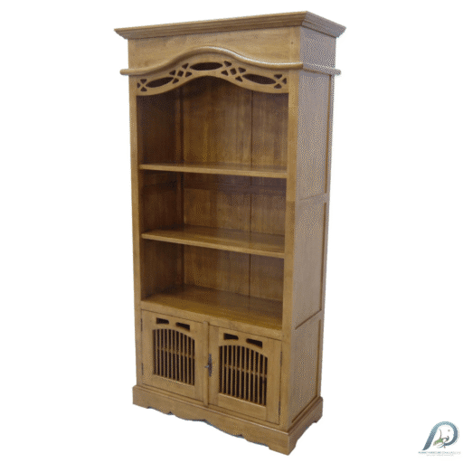 ชั้นวางหนังสือไม้แท้ MD8081 2 บานเปิดกระจก สไตล์โคโลเนียล