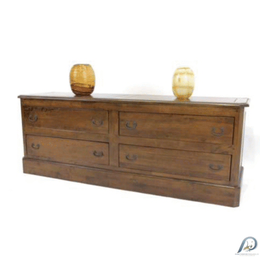 ตู้ลิ้นชักเตี้ยไม้แท้ MD8093 4 ลิ้นชัก สไตล์วินเทจ (Low Chest)