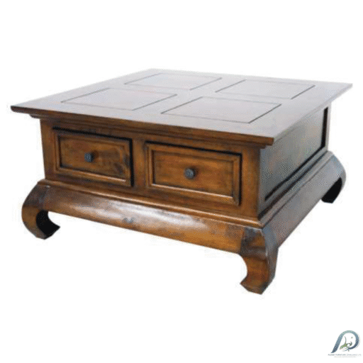 โต๊ะกลางไม้แท้ MD8095-1 ทรงโอเปี่ยม (Opium Table) 4 ลิ้นชัก ขนาด 75 ซม.