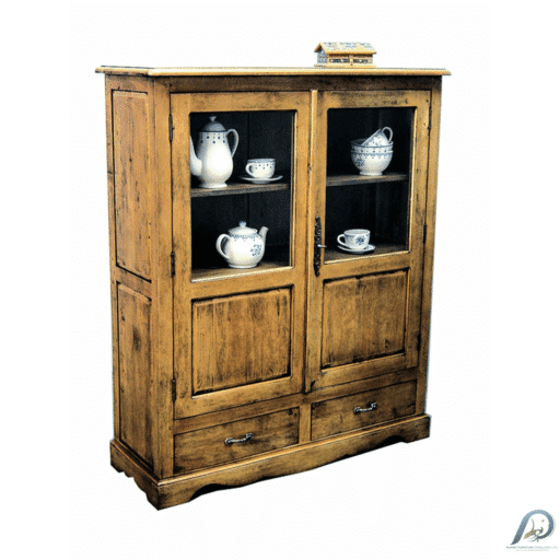 ตู้เก็บของไม้แท้ MD8213 2 บานเปิด 2 ลิ้นชัก ทรงสูง