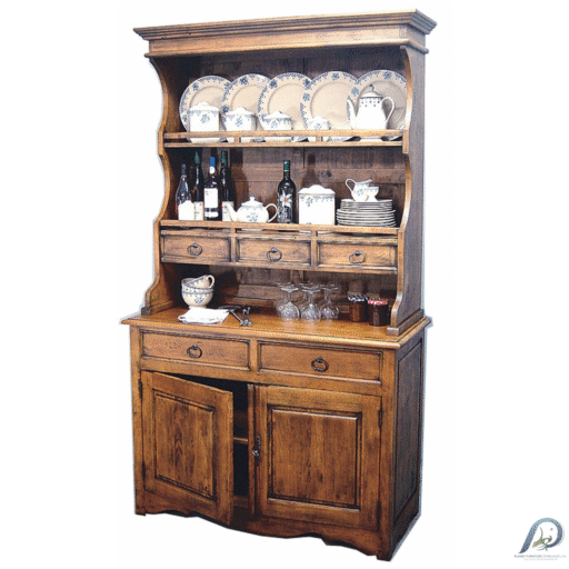 ตู้โชว์จานไม้แท้ MD8217 ทรงสูง 5 ลิ้นชัก 2 บานเปิด