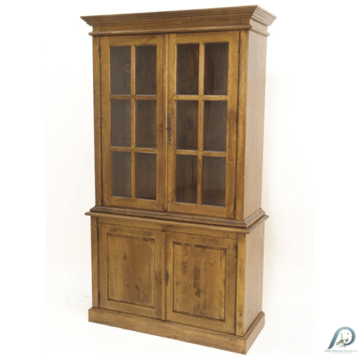 MD8271 ตู้โชว์ไม้แท้ 2 ส่วน (Showcase) ทรงสูง ดีไซน์เรียบหรู