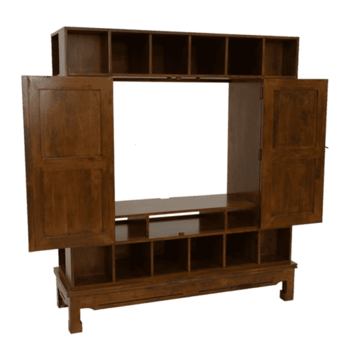 MD8275 ตู้วางทีวีและเครื่องเสียงไม้แท้ ทรงสูง 2 บานเปิด (TV Cabinet)