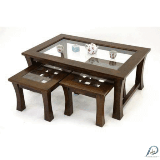 MD8319 ชุดโต๊ะกลางไม้แท้ 3 ชิ้น ซ้อนเก็บได้ สไตล์เซน