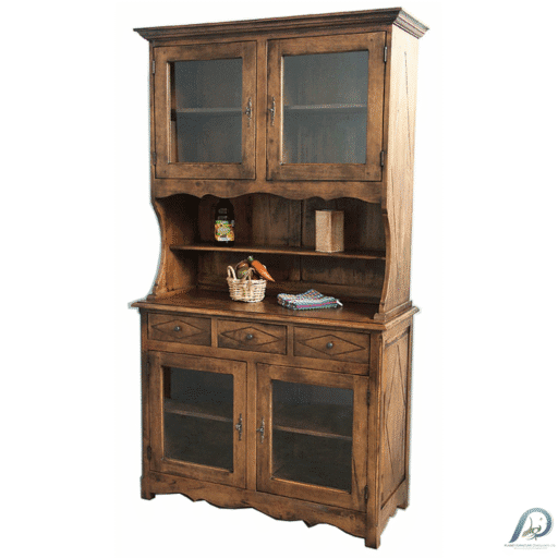 MD8343 Dresser ตู้โชว์ไม้แท้ 4 บานเปิด 3 ลิ้นชัก ทรงสูง