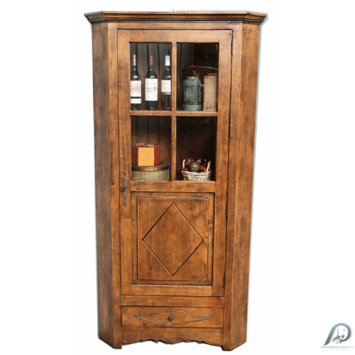 MD8344 Corner Cabinet ตู้เข้ามุมไม้แท้ 1 บาน 1 ลิ้นชัก ทรงสูง