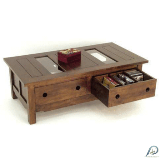 MD8350 Low Table CD Double Side โต๊ะกลางไม้แท้ มีลิ้นชัก 2 ด้าน ดีไซน์คลาสสิก
