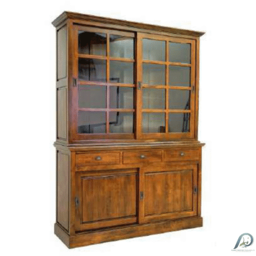 MD8383 ตู้หนังสือไม้แท้ (Bookcase) 2 ท่อน 3 ลิ้นชัก สูง 2.2 เมตร