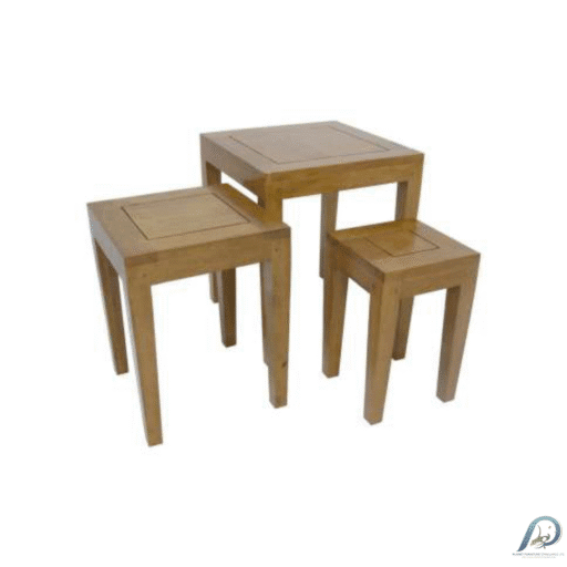 MD8431 Nest of Tables – ชุดโต๊ะข้างไม้แท้ 3 ชิ้น (Set of 3) ดีไซน์ซ้อนเก็บได้ ประหยัดพื้นที่