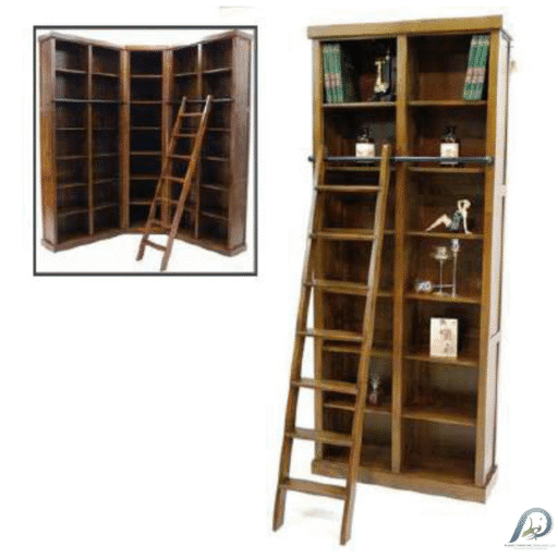 MD8448 Bookcase with Ladder – ตู้หนังสือไม้แท้พร้อมบันได สูง 2.4 เมตร