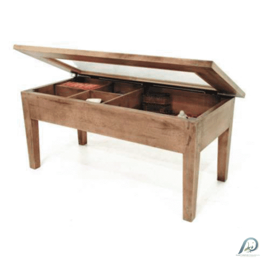 MD8452 Low Table Top Open Glass – โต๊ะกลางไม้แท้หน้ากระจกยาว 90 ซม. เปิดฝาได้ โชว์ของสวย