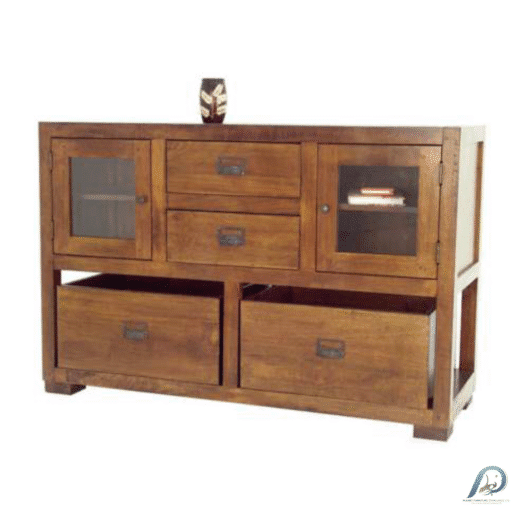 MD8500 Wooden Console Table with Wine Racks - ตู้วางคอนโซลไม้แท้ ฟังก์ชันครบ พร้อมช่องเก็บไวน์