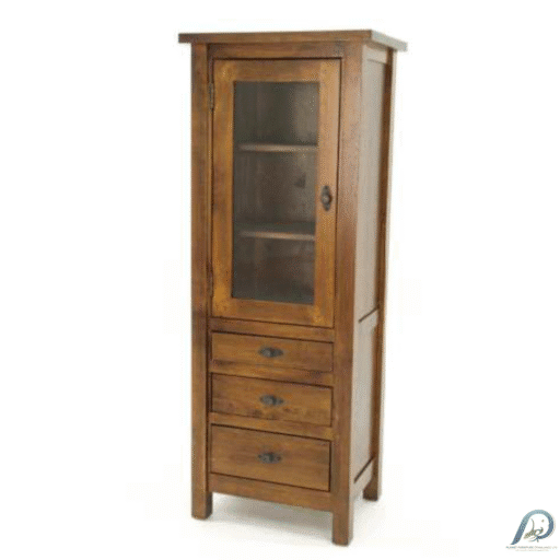 MD8506 Wooden Column Cabinet 1 Door 3 Drawers - ตู้คอลัมน์ไม้แท้ทรงสูง 1 บานเปิด 3 ลิ้นชัก