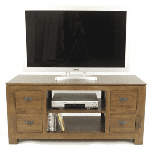 MD8572 TV Cabinet – ชั้นวางทีวีไม้แท้ 125 ซม. 4 ลิ้นชัก (Real Wood)