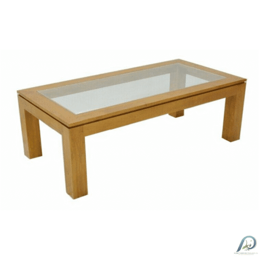 MD8611 Low Table – โต๊ะกลางไม้แท้ ท็อปกระจก ขนาด 120 ซม.