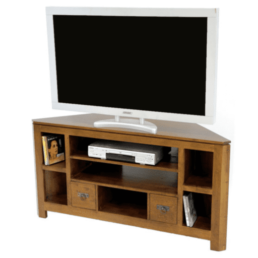 MD8636 Corner TV Unit with 2 Drawers – ชั้นวางทีวีไม้แท้เข้ามุม พร้อม 2 ลิ้นชัก