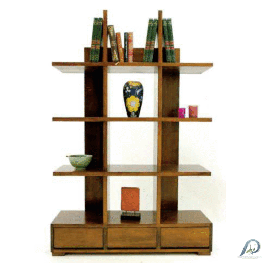 MD8640 Bookshelf 3 Drawers – ชั้นวางหนังสือไม้แท้ สูง 172 cm พร้อม 3 ลิ้นชัก