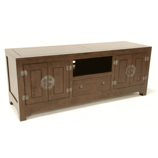 MD8673 TV Cabinet – ตู้วางทีวีไม้แท้ 160 ซม. สไตล์จีน 4 บานเปิด 1 ลิ้นชัก