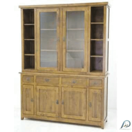 MD8693 Large Wooden Cabinet / Bookshelf – ตู้โชว์ไม้แท้ขนาดใหญ่ 2 ท่อน 6 ประตู 4 ลิ้นชัก