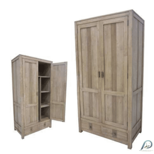 Wardrobe 2 Doors 2 Drawers MD8724 – ตู้เสื้อผ้าไม้แท้