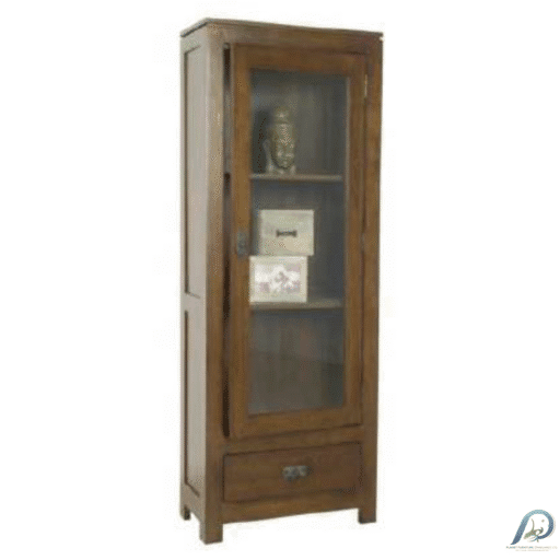 MD8737 Glass Display Cabinet – ตู้โชว์ไม้แท้ สไตล์ฮ่องกง หน้าบานกระจก 1 ลิ้นชัก