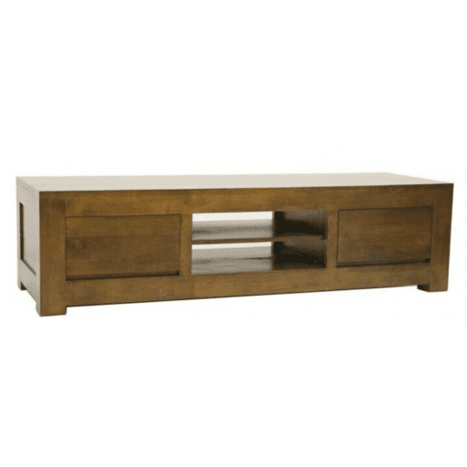 MD8775 TV Furniture ชั้นวางทีวีไม้แท้ 2 ลิ้นชัก ดีไซน์โมเดิร์นเตี้ย