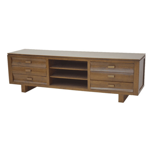 MD8801 TV Cabinet – ชั้นวางทีวีไม้แท้ 6 ลิ้นชัก ขนาดใหญ่ 200 ซม.