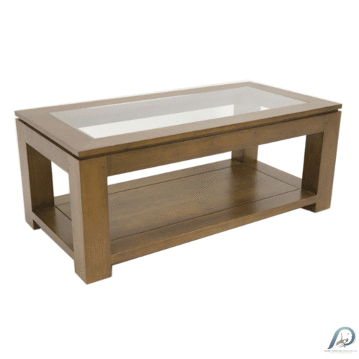 MD8820 Low Table – โต๊ะกลางโซฟาไม้แท้ ท็อปกระจก ดีไซน์โมเดิร์น