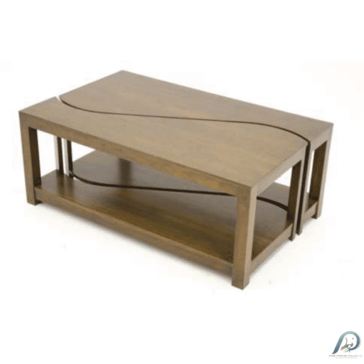 MD8822 Set of 2 Low Tables – โต๊ะกลางโซฟาเซ็ตคู่ ไม้แท้ ทรงโค้งมน