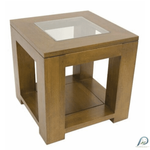 MD8857 Sofa Side Table – โต๊ะข้างโซฟาไม้แท้ ทรงลูกเต๋า