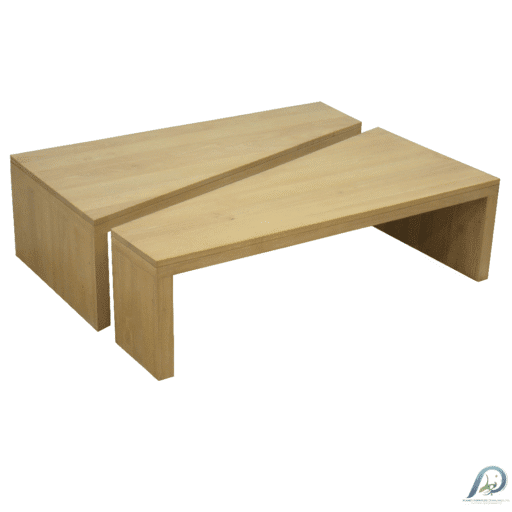 MD8870 Low Table Set – ชุดโต๊ะกลางไม้แท้ 2 ชิ้น ดีไซน์ซ้อนได้