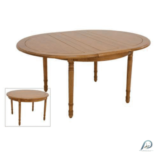 MD8893KD Dining Table – โต๊ะอาหารไม้แท้ทรงกลม ปรับขยายได้