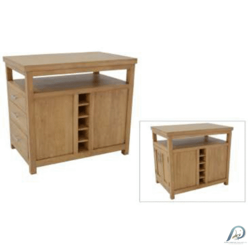 MD8959 Center Kitchen Cupboard ตู้กลางครัวไม้แท้ 2 บานเปิด 3 ลิ้นชัก