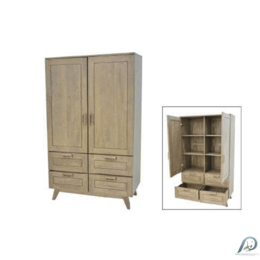 MD8988KD High Cupboard Real Wood – ตู้เก็บของไม้แท้ทรงสูง 2 บานเปิด 4 ลิ้นชัก