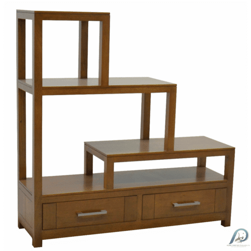 MD9080 Solid Wood Staircase Shelf 2 Drawers – ชั้นวางของขั้นบันไดไม้แท้ ฟังก์ชัน 2 ลิ้นชัก