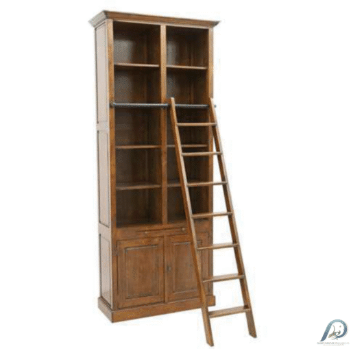 MD9083 Solid Wood Bookshelf with Ladder – ชั้นวางหนังสือไม้แท้พร้อมบันได