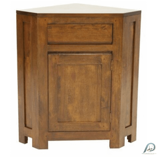 MD9096 Solid Wood Corner Cabinet 1 Drawer 1 Door – ตู้เข้ามุมไม้แท้ ดีไซน์คลาสสิก