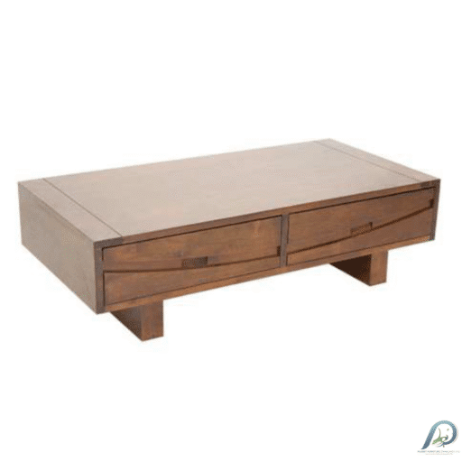 MD9111 Solid Wood Low Table 2 Drawers – โต๊ะกลางไม้แท้ทรงเตี้ย 120 ซม. 2 ลิ้นชัก