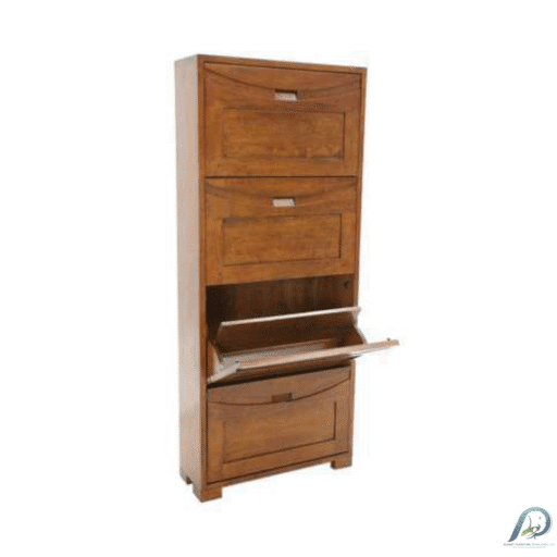 MD9116 Solid Wood Tall Shoe Cabinet 4 Drawers – ตู้รองเท้าไม้แท้ทรงสูง 4 บานพับ