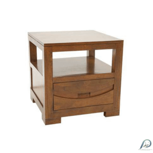MD9120 Solid Wood Sofa Corner Table 1 Drawer – โต๊ะข้างโซฟาไม้แท้เข้ามุม ทรงลูกบาศก์ 50 ซม.