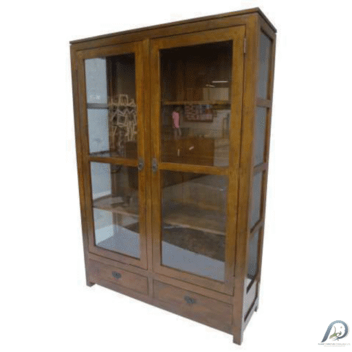 MD9155 Glass Case ตู้โชว์บานกระจกไม้แท้ 2 ประตู 2 ลิ้นชัก