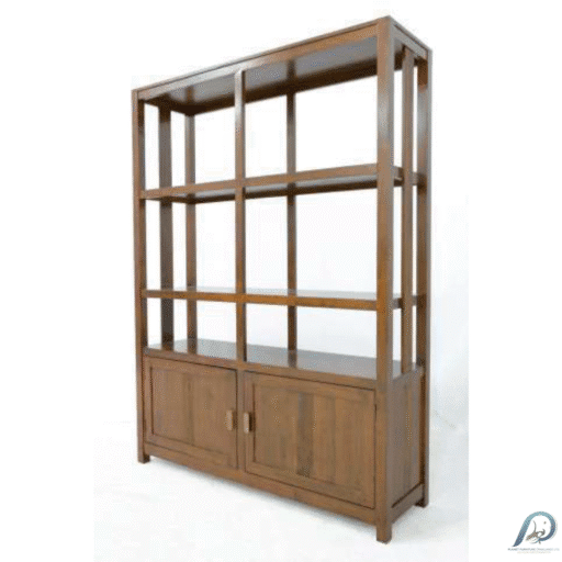 MD9197 Wooden Bookshelf ชั้นวางหนังสือไม้แท้พร้อมตู้เก็บของ 2 บานเปิด