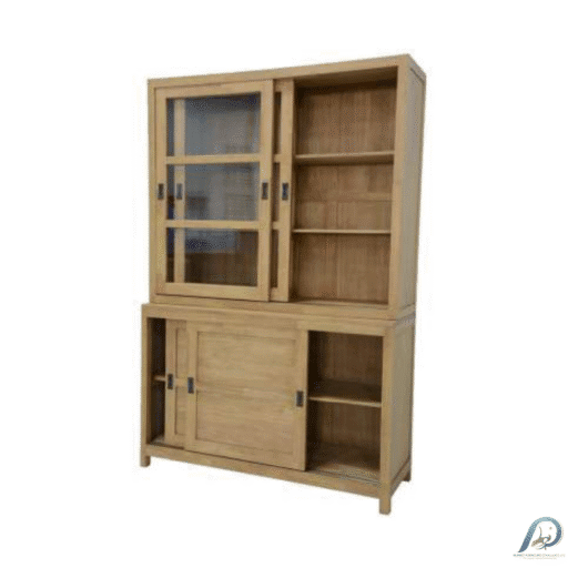 MD9203 Wooden Dresser Cabinet ตู้โชว์และตู้เก็บของไม้แท้ บานเลื่อน 4 บาน