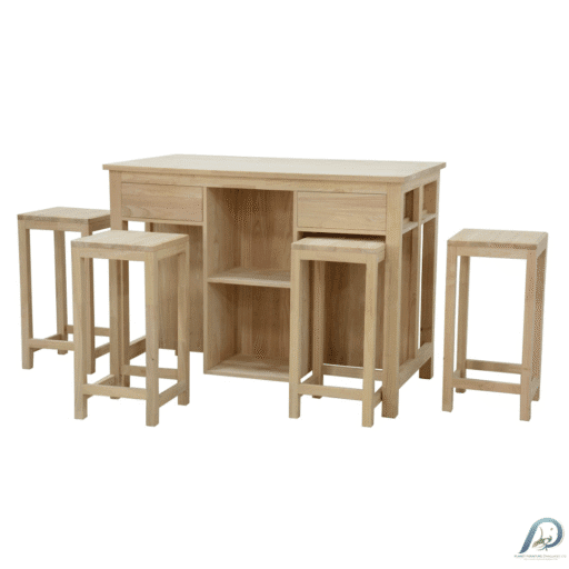 TABLE-MD9226-2 Bar Table Set 4 Stools – ชุดโต๊ะบาร์ไม้แท้ พร้อมเก้าอี้ 4 ที่นั่ง ไซส์ครอบครัว