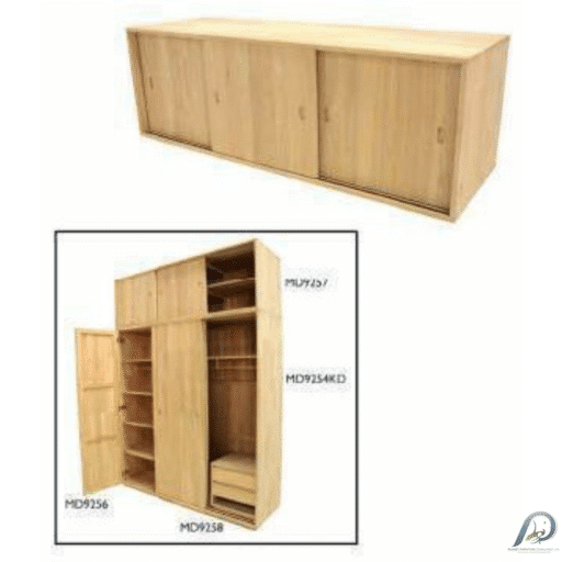MD9257 3-Door Wooden Cabinet & Sideboard - ตู้ไซด์บอร์ดไม้แท้ 3 บานเปิด 180 ซม.