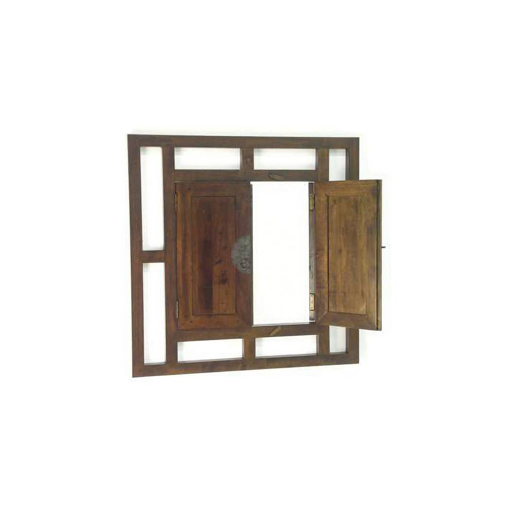 Mirror Window China DC5002 – กระจกกรอบไม้แท้ ดีไซน์หรู