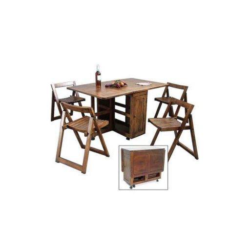 Butterfly Table DR2038 – โต๊ะไม้แท้ทรงปีกผีเสื้อ พร้อมเก้าอี้ 4 ตัวและลิ้นชัก