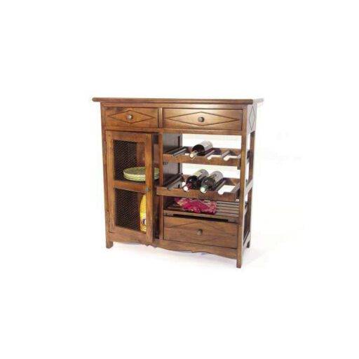 Kitchen Table Rack DR2040 – โต๊ะและชั้นวางไม้แท้ 3 ลิ้นชัก 1 บานประตู